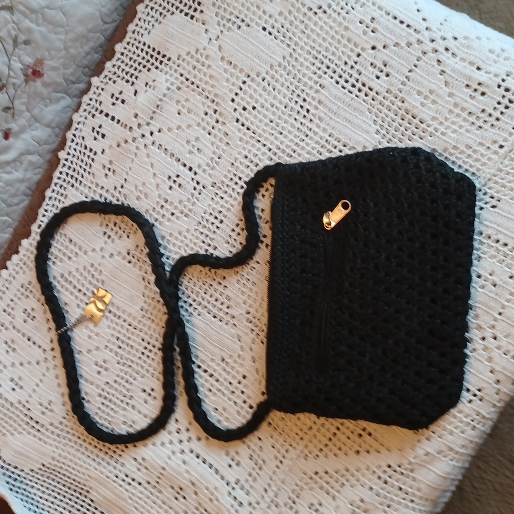 crochet black purse